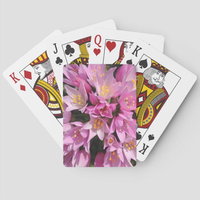 Tropisches Rosa und gelbe Blumen Spielkarten (Rückseite)