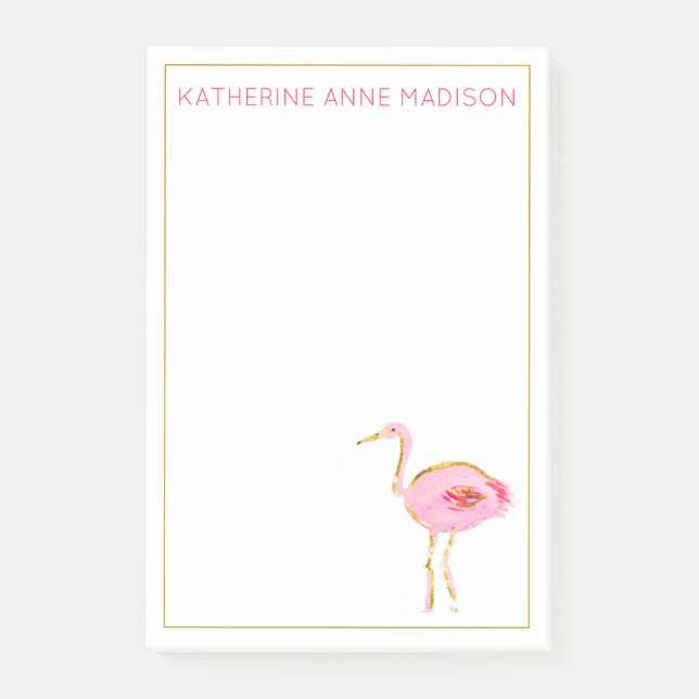Tropisches Rosa und goldenes Flamingos Post-it Klebezettel (Vorderseite)