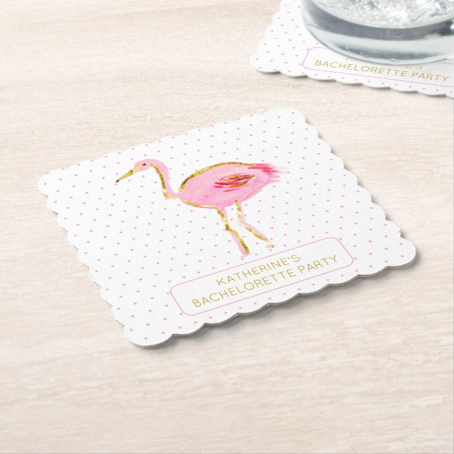 Tropisches Rosa und goldenes Flamingos Untersetzer (angewinkelt)