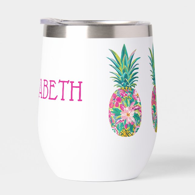 Tropisches Rosa und grüne Ananas (Rechts)