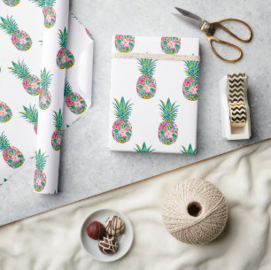 Tropisches Rosa und grüne Ananas Geschenkpapier