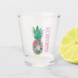 Tropisches Rosa und grüne Ananas Schnapsglas