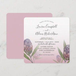 Tropisches Rosa und Lila Blütenhochzeit Einladung