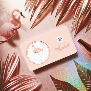 Tropisches Roségold und Blush-Pink-Flamingo Visitenkarte