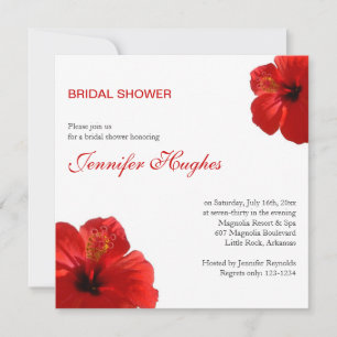 Tropisches Rotes Hibiskus Brautparty Einladung