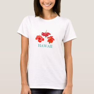 Tropisches rotes Hibiskusblumen T-Shirt