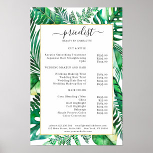 Tropisches Salon-Preisliste-Poster Poster