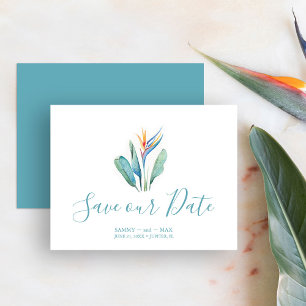 Tropisches Save the Date für Hochzeiten