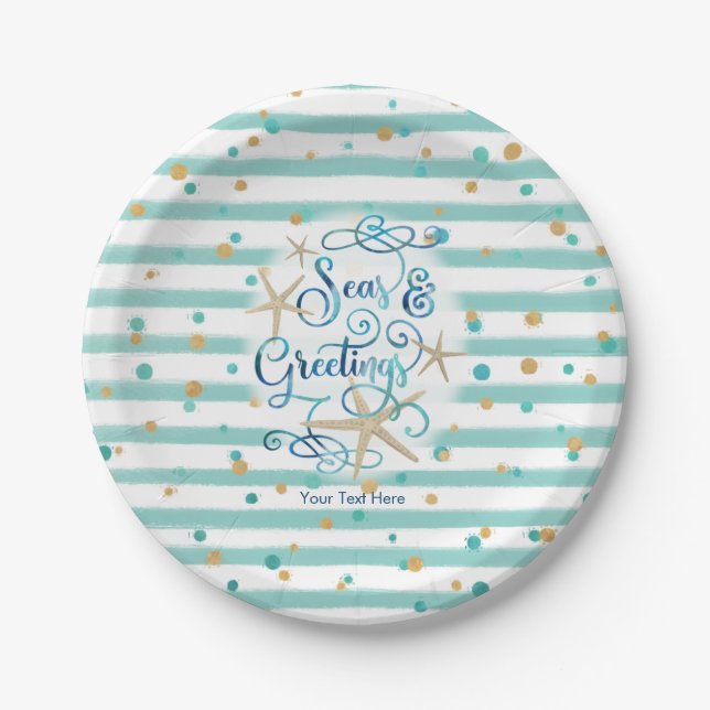 Tropisches SEAsons Greetings-Party Pappteller (Vorderseite)