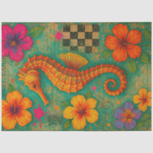 Tropisches Seepferd Postcard Decoupage Boho Seidenpapier