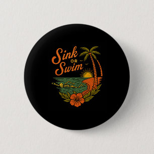 Tropisches Sink oder Schwimm Skelett Lustiger Stra Button