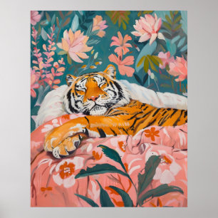 Tropisches Sleepy Tiger Poster