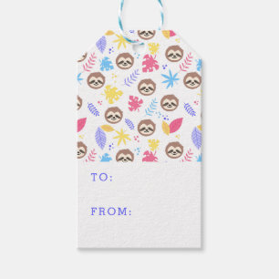 Tropisches Sloth-u. Blätter-Muster Geschenkanhänger