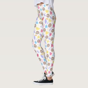 Tropisches Sloth-u. Blätter-Muster Leggings