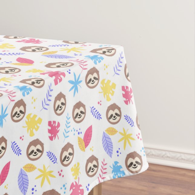 Tropisches Sloth-u. Blätter-Muster Tischdecke (Beispiel)