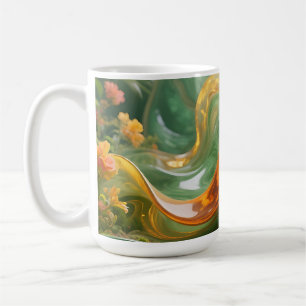 Tropisches Smaragd-Bernstein-Wirbelmuster Kaffeetasse