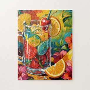 Tropisches Sommer-Cocktail-Impasto-Ölgemälde