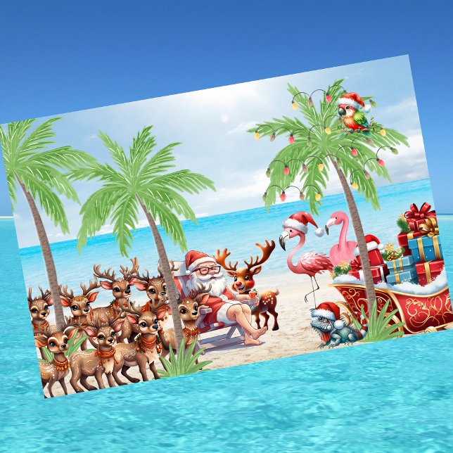 Tropisches Sommerfest Weihnachten im Juli Party Geschirrtuch (Von Creator hochgeladen)