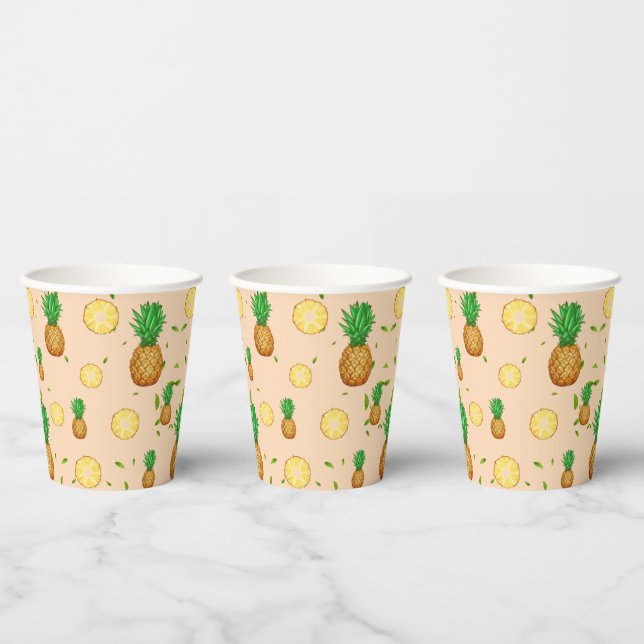 TROPISCHES SOMMERFRÜCHTE Ananas Slice Muster Pappbecher (Multi)