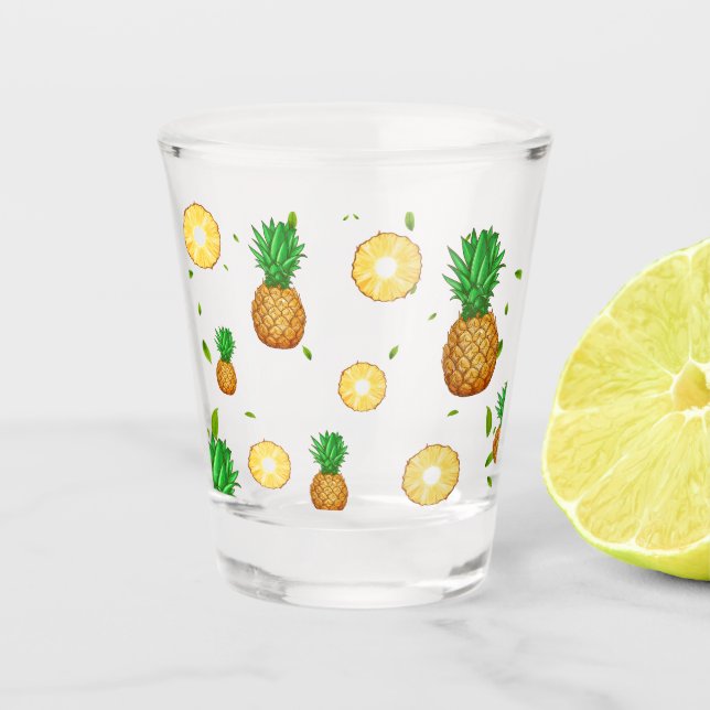 TROPISCHES SOMMERFRÜCHTE Ananas Slice Muster Schnapsglas (Vorderseite)