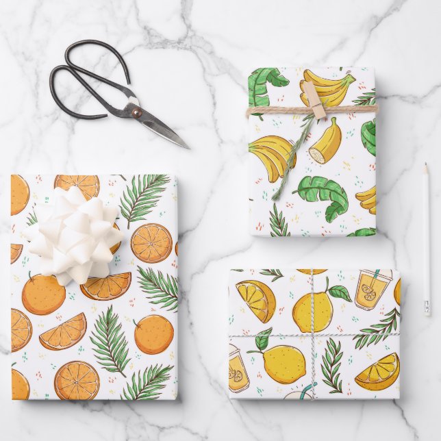 Tropisches Sommerkulptionspapier Set 3 Geschenkpapier Set (Vorderseite)