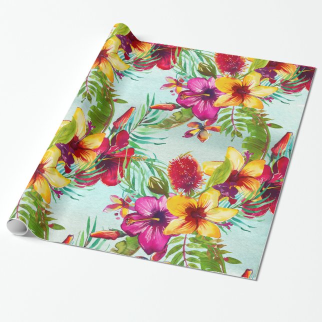 Tropisches Sommermuster Geschenkpapier (Ungerollt)