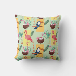 Tropisches Sommermuster mit Flamingos Toucans Kissen