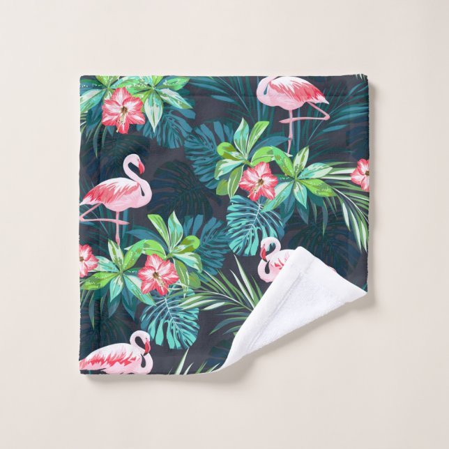 Tropisches Sommernahtloses Muster mit Flamingo bir Waschlappen (Waschlappen)