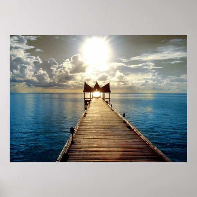 Tropisches Sonnenuntergang-Poster groß Poster (Vorne)