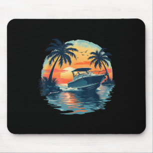 Tropisches Sonnenuntergangs-Boot-Ozean-Abenteuer Mousepad
