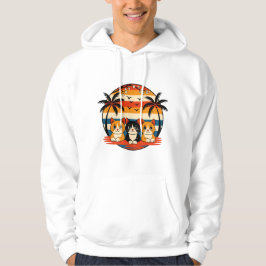 Tropisches Sonnenuntergangs-Katzen-Design Hoodie