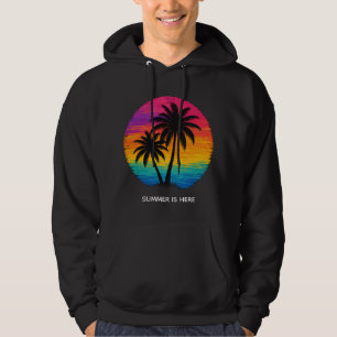 Tropisches Sonnenuntergangs-Palmen Retro-Design Hoodie
