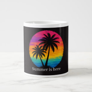 Tropisches Sonnenuntergangs-Palmen Retro-Design Jumbo-Tasse
