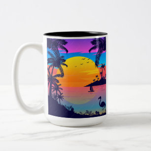 Tropisches Sonnenuntergangs-Paradies Zweifarbige Tasse