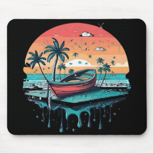Tropisches Sonnenuntergangsboot Mousepad