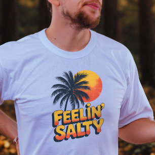 Tropisches Sonnenuntergangsgefühl Salzige Palme St T-Shirt