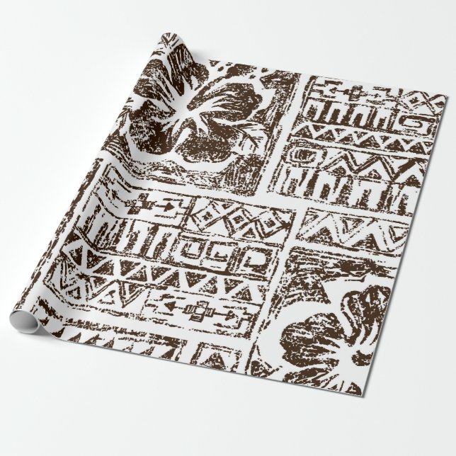 Tropisches Stammkunstmuster indigener hawaiianisch Geschenkpapier (Ungerollt)