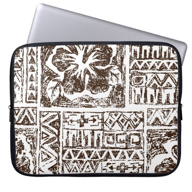 Tropisches Stammkunstmuster indigener hawaiianisch Laptopschutzhülle (Vorderseite)