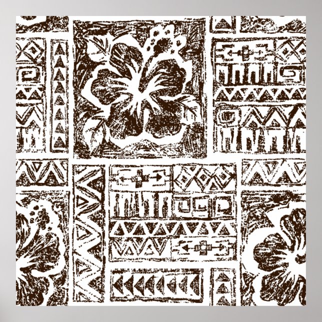 Tropisches Stammkunstmuster indigener hawaiianisch Poster (Vorne)