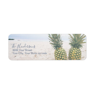 Tropisches Strand-Ananas-Rücksende-Adressetikett