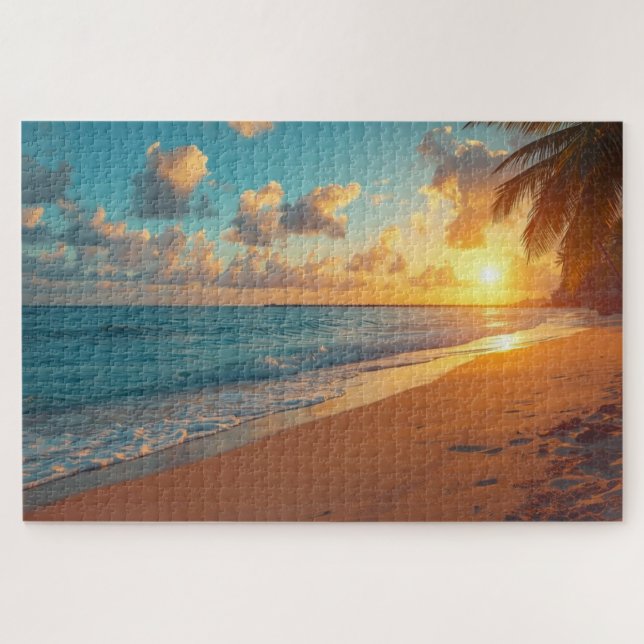 Tropisches Strand-Sunset-Jigsaw-Puzzle (Horizontal)