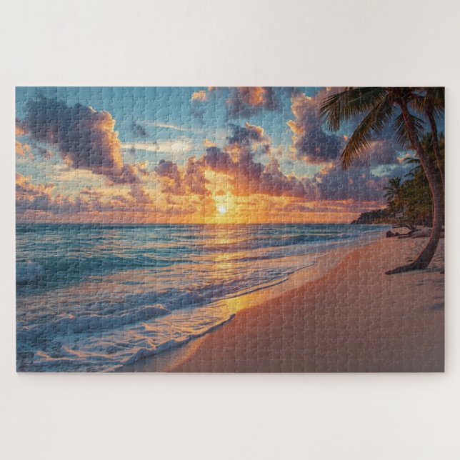 Tropisches Strand-Sunset-Jigsaw-Puzzle (Horizontal)