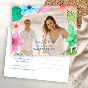 Tropisches Strandfoto Hochzeit Termin vormerken Ankündigungspostkarte
