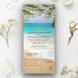 Tropisches Strandlicht in einer Hochzeit Dreifach Gefaltete Einladung