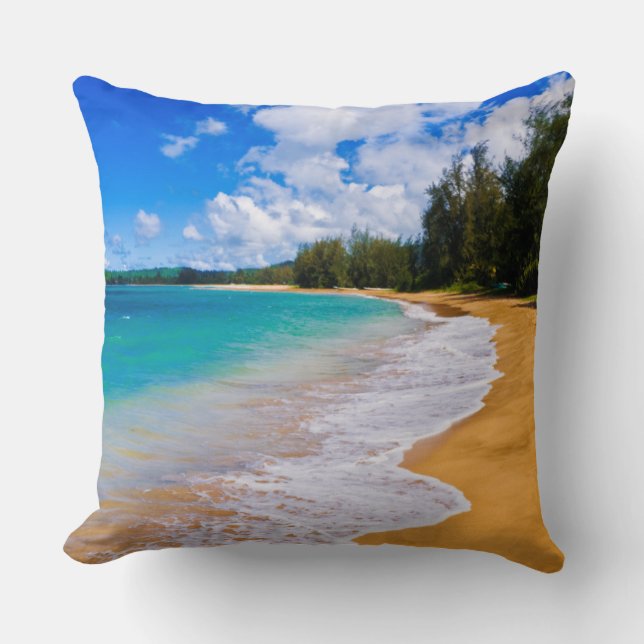 Tropisches Strandparadies, Hawaii Kissen (Vorderseite)