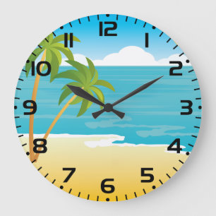 Tropisches Strandparadies mit Palmen Große Wanduhr
