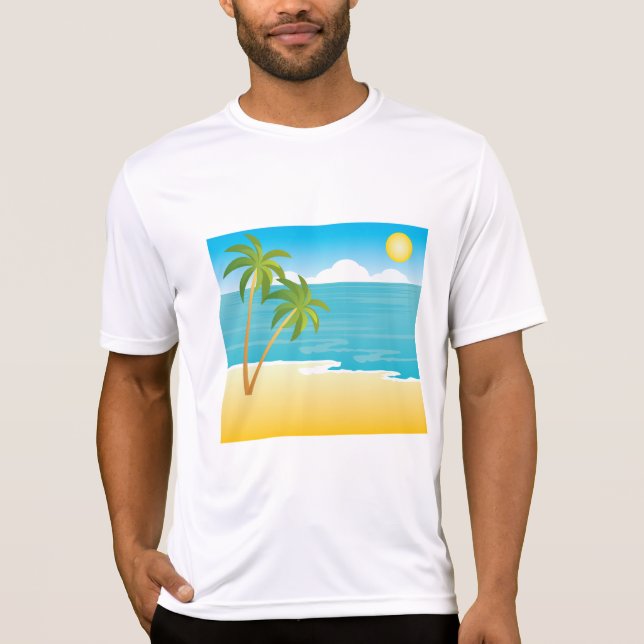 Tropisches Strandparadies mit Palmen T-Shirt (Vorderseite)