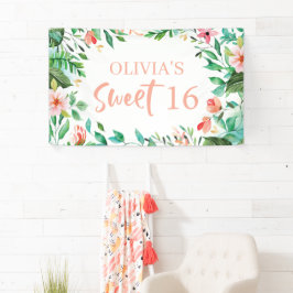 Tropisches Süß 16 Aloha Luau Geburtstag Banner