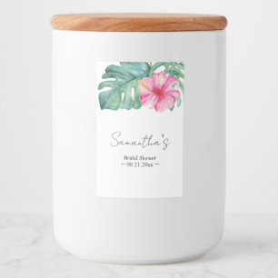 Tropisches Thema Wasserfarbe Rosa Hibiskus Blume Lebensmitteletikett