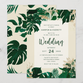 Tropisches Themenblatt mit Goldhochzeit Einladung